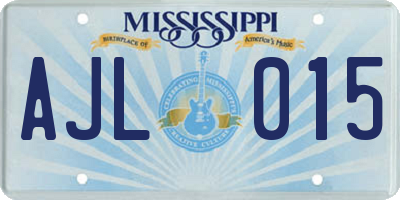 MS license plate AJL015