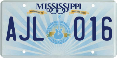 MS license plate AJL016