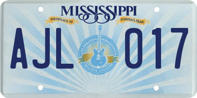 MS license plate AJL017