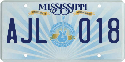 MS license plate AJL018
