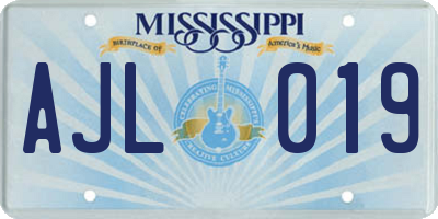 MS license plate AJL019