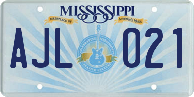 MS license plate AJL021