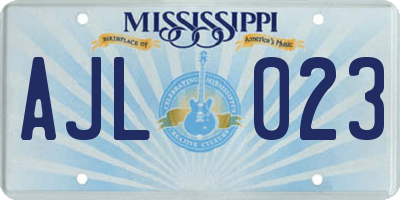 MS license plate AJL023