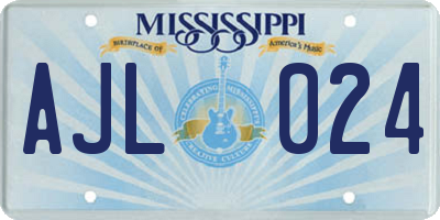 MS license plate AJL024