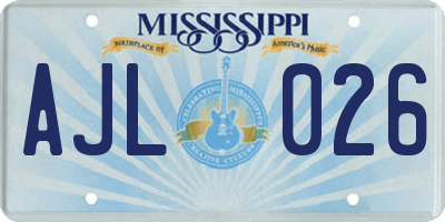MS license plate AJL026