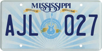 MS license plate AJL027
