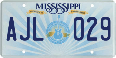 MS license plate AJL029