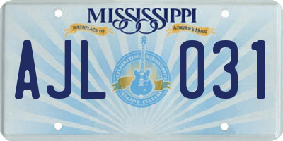 MS license plate AJL031