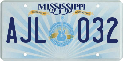 MS license plate AJL032