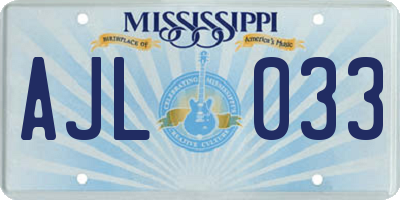 MS license plate AJL033
