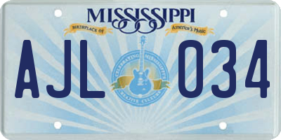 MS license plate AJL034