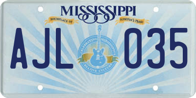 MS license plate AJL035
