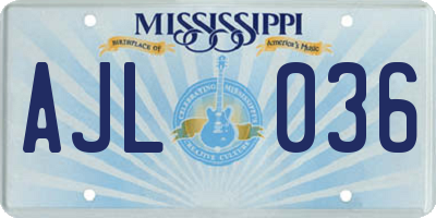 MS license plate AJL036