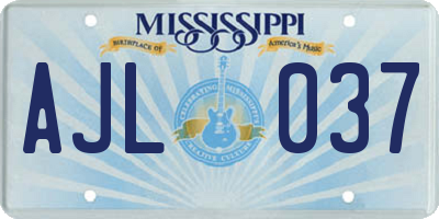 MS license plate AJL037