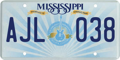 MS license plate AJL038