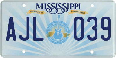 MS license plate AJL039