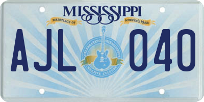 MS license plate AJL040