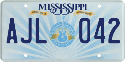 MS license plate AJL042