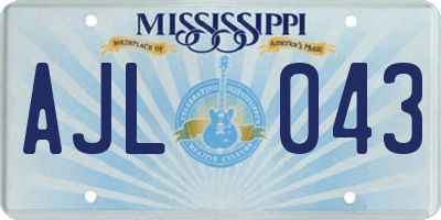 MS license plate AJL043