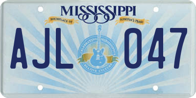 MS license plate AJL047