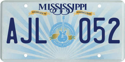 MS license plate AJL052