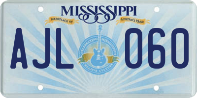 MS license plate AJL060