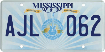 MS license plate AJL062