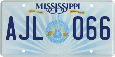 MS license plate AJL066