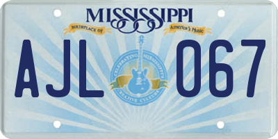 MS license plate AJL067