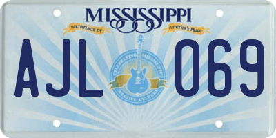 MS license plate AJL069