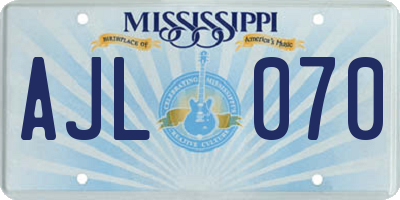 MS license plate AJL070