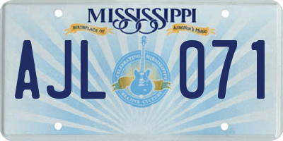 MS license plate AJL071