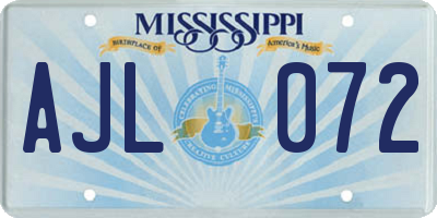 MS license plate AJL072