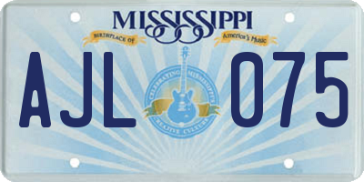 MS license plate AJL075
