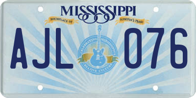 MS license plate AJL076