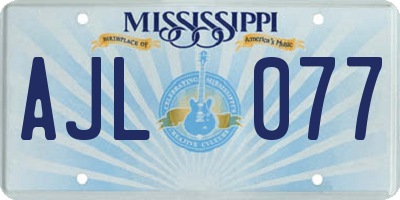 MS license plate AJL077