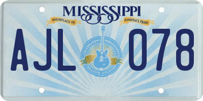 MS license plate AJL078
