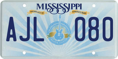 MS license plate AJL080