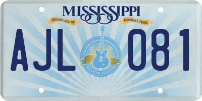 MS license plate AJL081