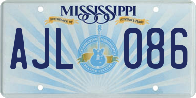MS license plate AJL086