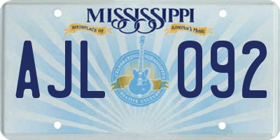 MS license plate AJL092