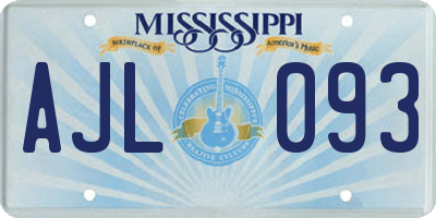 MS license plate AJL093