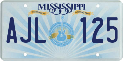 MS license plate AJL125