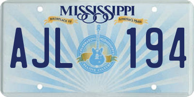 MS license plate AJL194