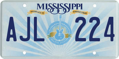 MS license plate AJL224