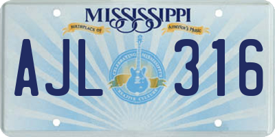 MS license plate AJL316