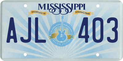 MS license plate AJL403