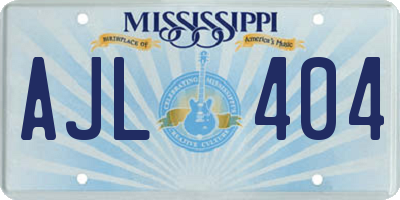 MS license plate AJL404
