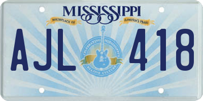 MS license plate AJL418