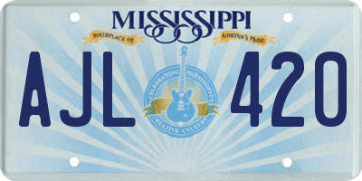 MS license plate AJL420